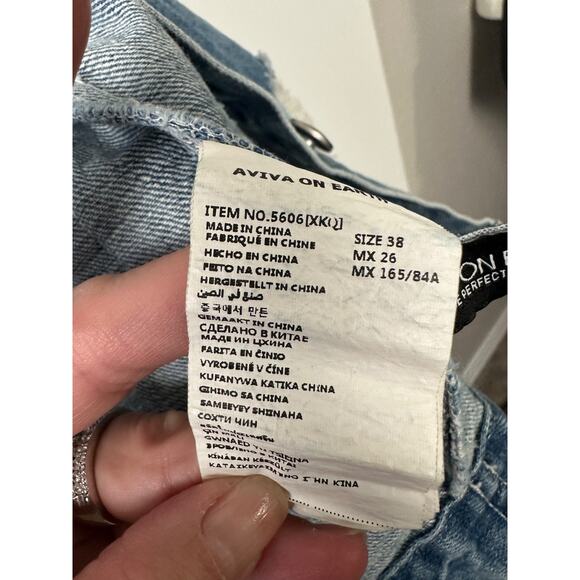 King Of My Life Fall Denim Jacket By Sour Fruit sz L Retro Y2K Distressed Street - Picture 6 of 9